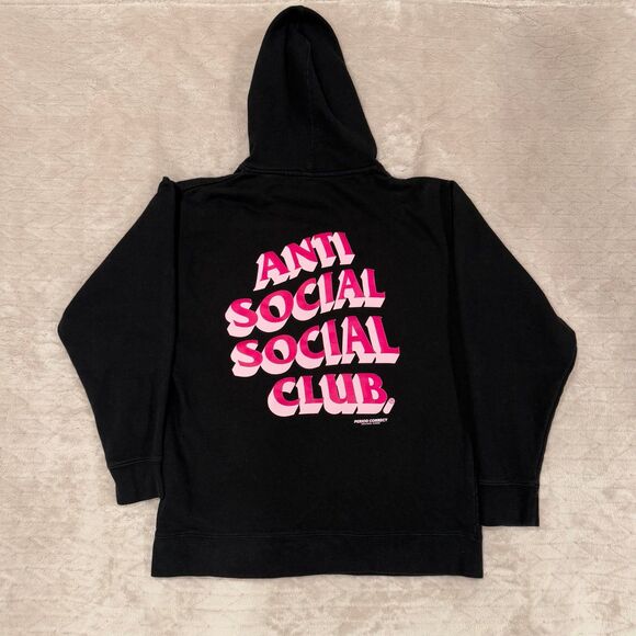 Anti Social Social Club × Period Correct Hooded Sweatshirt 'BIack’ Sz L - Picture 1 of 6